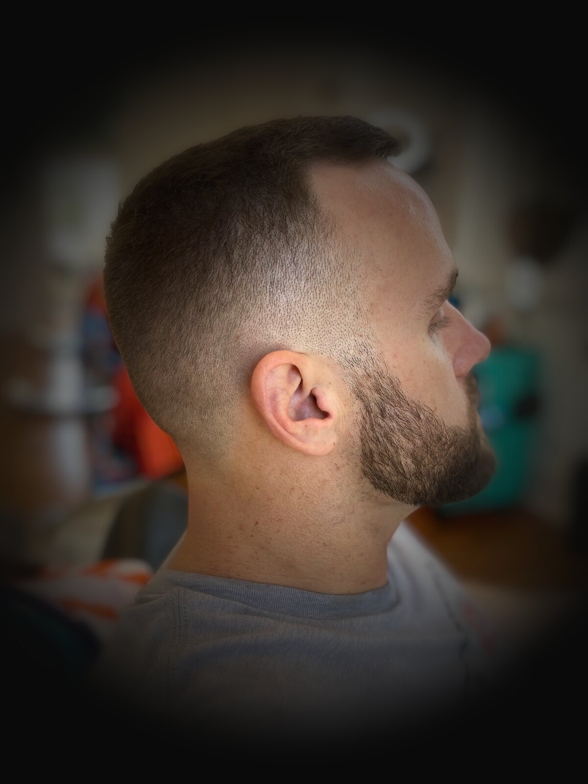 Fade with beard, side profile