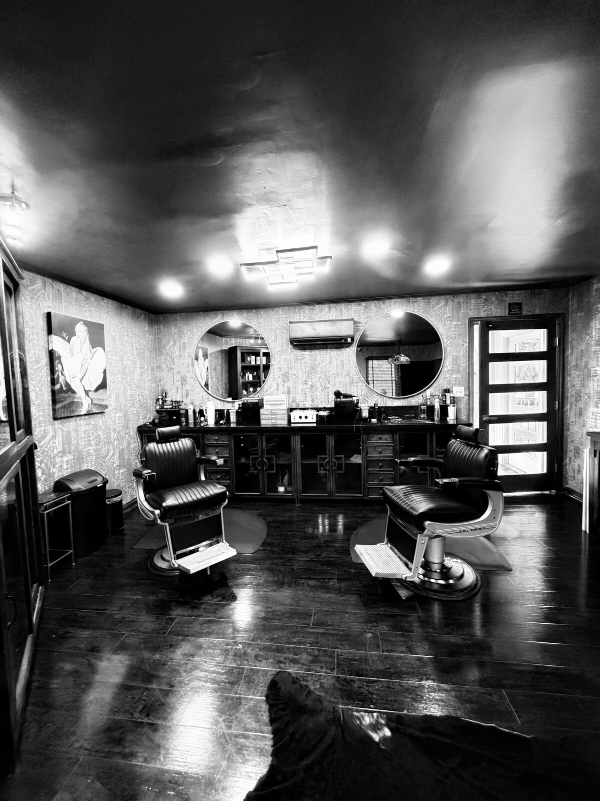 Barber chairs and mirrors